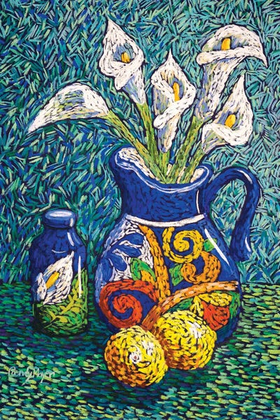 Pottery Still Life: Talavera And Lilies by Candy Mayer
