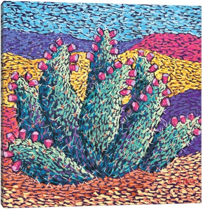 Bright cactus in Pastel Canvas Art Print - Candy Mayer