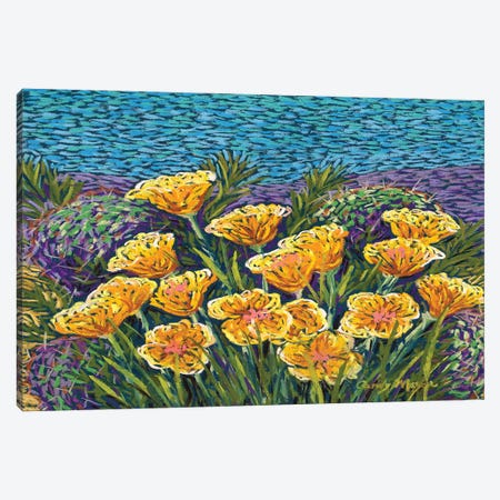 Poppies and Prickly Pear Canvas Print #CMY94} by Candy Mayer Art Print