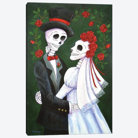 Bride and Groom with Roses Canvas Print #CMY96} by Candy Mayer Canvas Print
