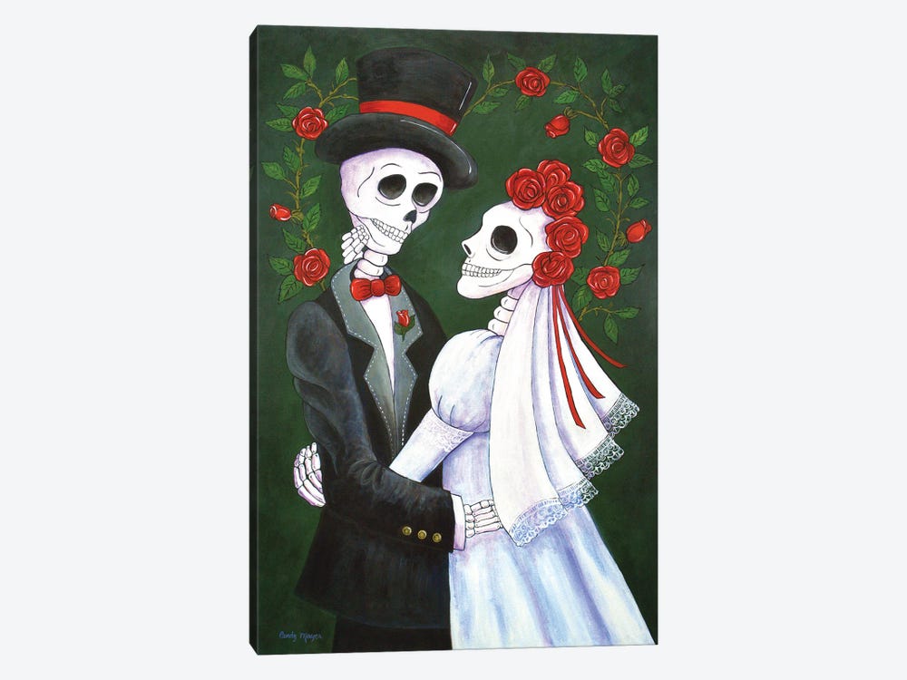 Bride and Groom with Roses by Candy Mayer 1-piece Canvas Art