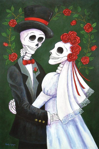 Love Is Eternal: Bride and Groom with Roses by Candy Mayer