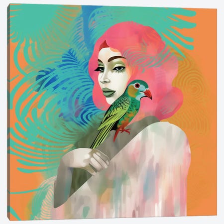 Friend With Parrot II Canvas Print #CMZ140} by Charlie Moon Canvas Wall Art