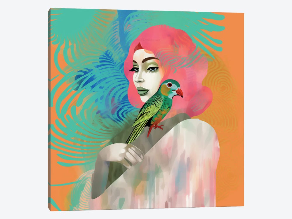 Friend With Parrot II by Charlie Moon 1-piece Canvas Artwork