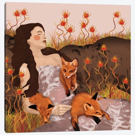 Foxy Lady Canvas Print #CMZ22} by Charlie Moon Canvas Art
