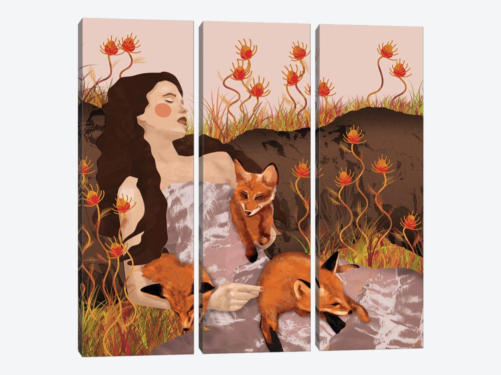 Foxy Lady by Charlie Moon 3-piece Canvas Print