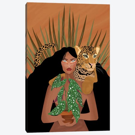 Leopard With Friend Canvas Print #CMZ25} by Charlie Moon Canvas Art Print