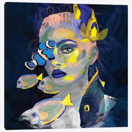 Fish Around Me Canvas Print #CMZ28} by Charlie Moon Canvas Artwork