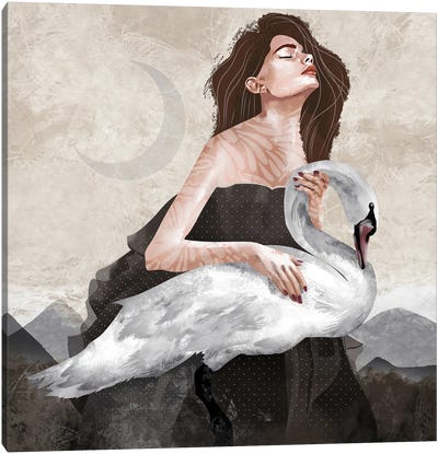 Swan With Friend Canvas Art Print - Swan Art