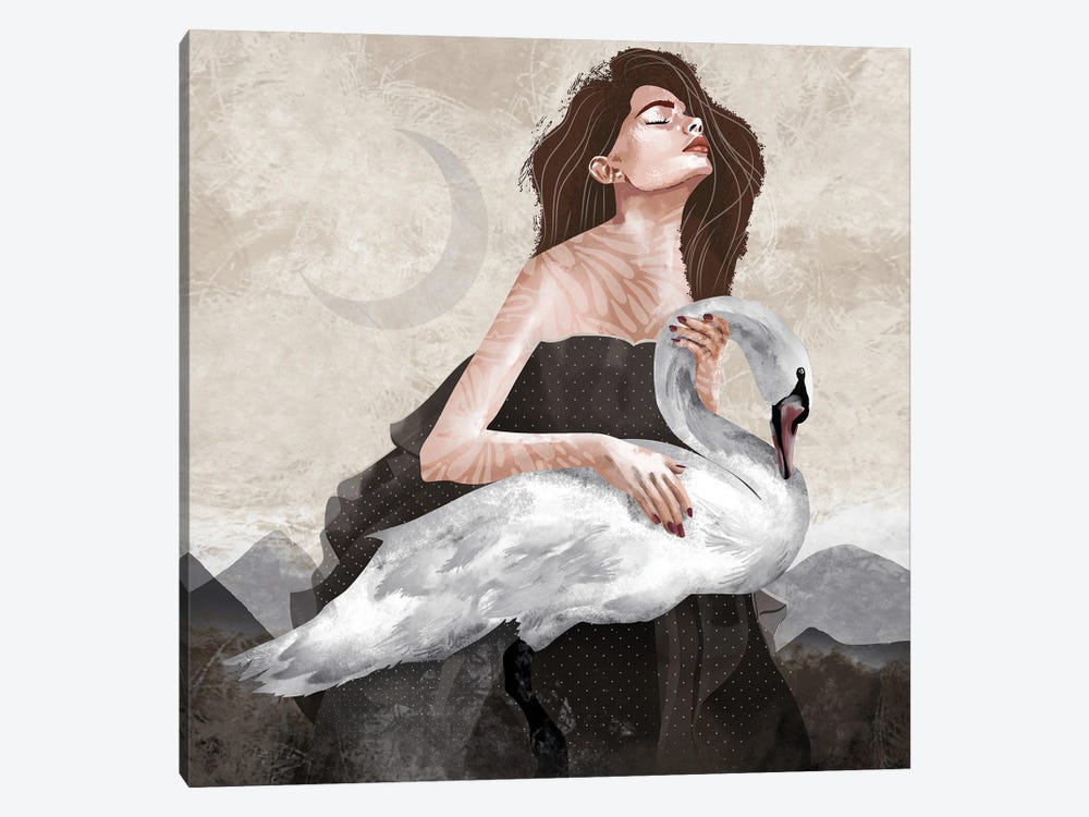 Swan With Friend by Charlie Moon 1-piece Art Print