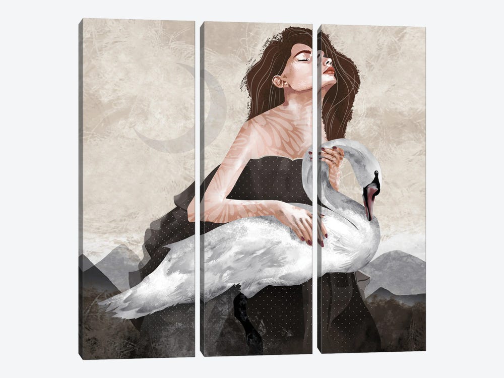 Swan With Friend by Charlie Moon 3-piece Canvas Art Print