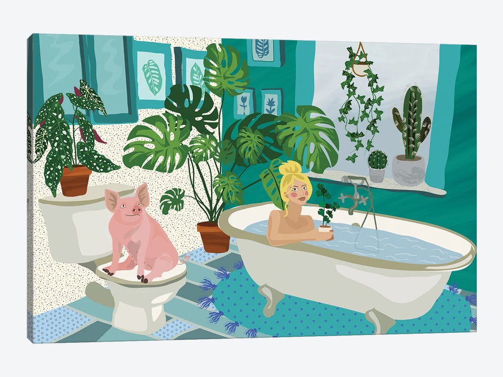 Bathroom Chilling's With Benny by Charlie Moon 1-piece Art Print