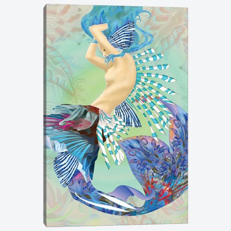 Blue Mermaid Canvas Print #CMZ41} by Charlie Moon Canvas Artwork