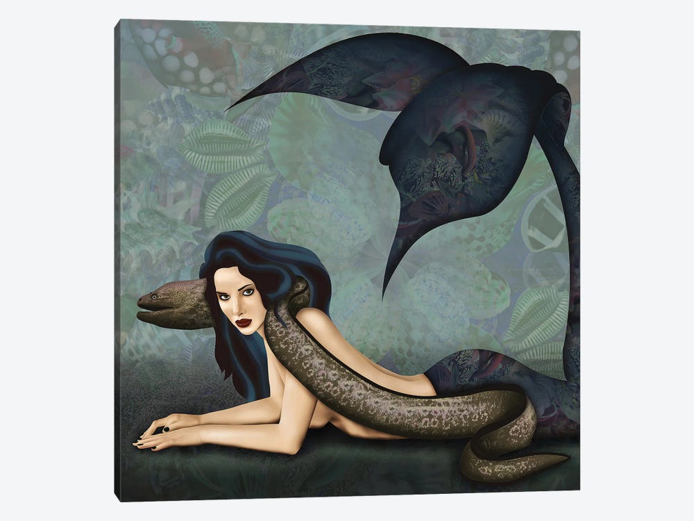 Mermaid With Eel by Charlie Moon 1-piece Canvas Print