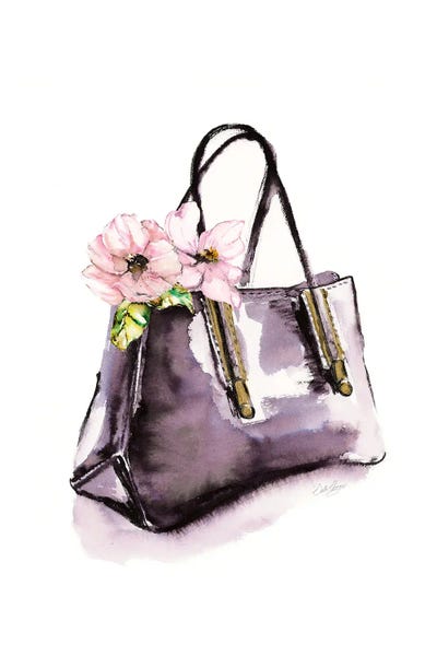 Handbag With Flower by Stella Chang framed wall art