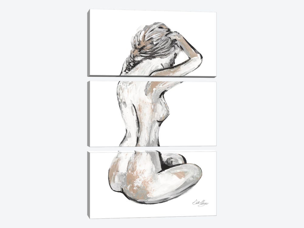 Solitary Nude by Stella Chang 3-piece Canvas Art Print