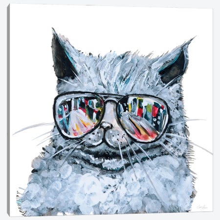 Kitty With Shades Canvas Print #CNG27} by Stella Chang Canvas Artwork
