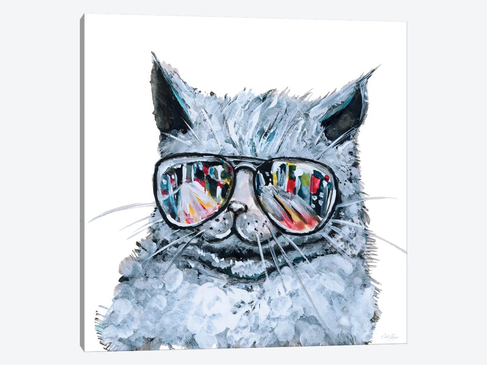 Kitty With Shades by Stella Chang 1-piece Canvas Art