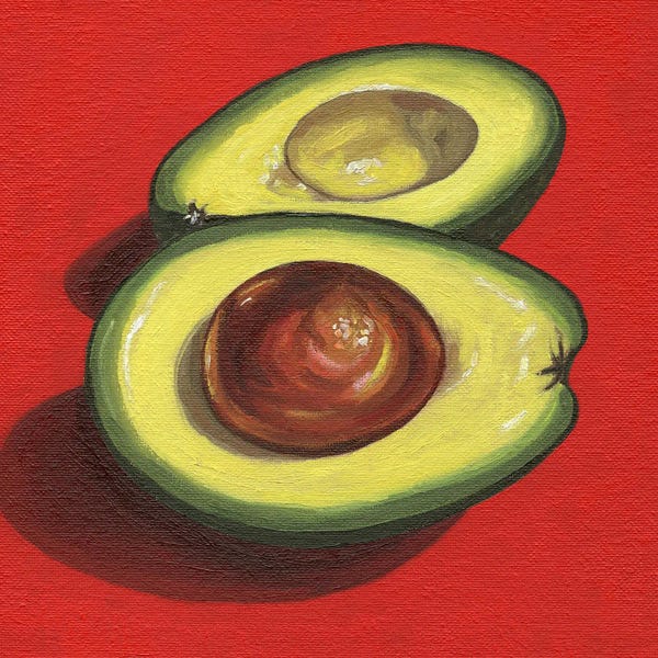 Pop Art Kitchen: Avocado On Red by Cansu Rossi