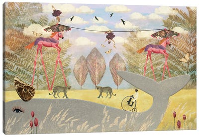 A Day At The Circus Canvas Art Print - Friendly Mythical Creatures