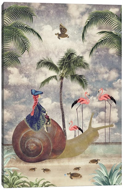 Take Your Time Vertical Canvas Art Print - Flamingo Art
