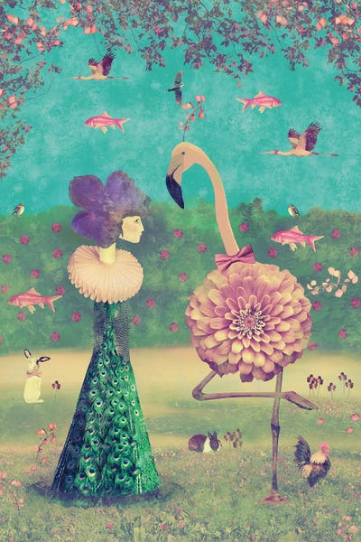 Chickens & Roosters: Walk In The Park Vertical by Caroline Keslassy