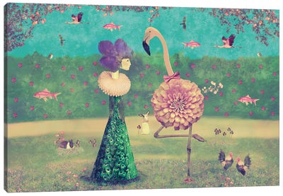 Walk In The Park Horizontal Canvas Art Print - Flamingo Art