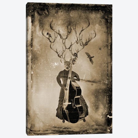 Musical Deer Canvas Print #CNK50} by Caroline Keslassy Canvas Art