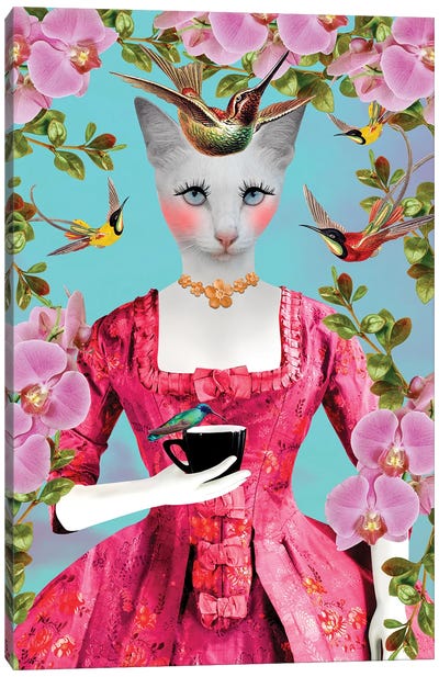 Cat Lady Spring Version Canvas Art Print - Funky Art Finds