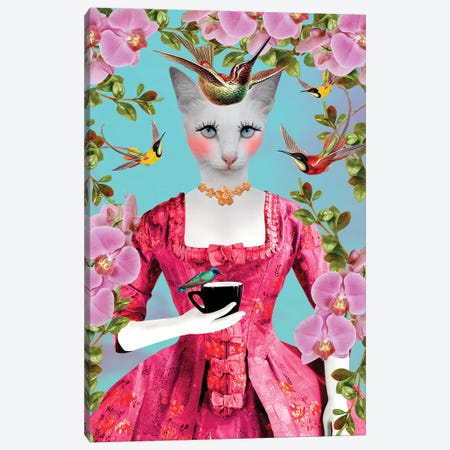 Cat Lady Spring Version Canvas Print #CNK52} by Caroline Keslassy Canvas Wall Art