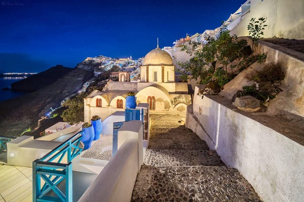 Chano Sánchez: Descending The Stairs (Santorini, Greece) by Chano Sánchez