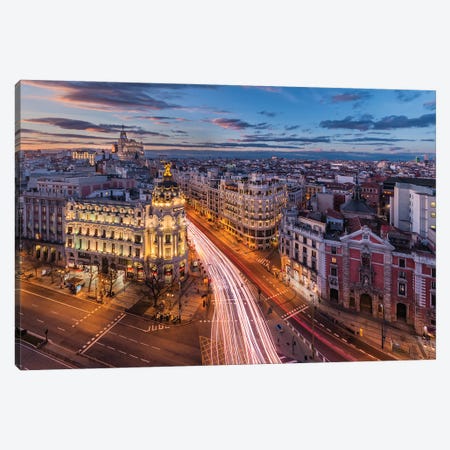 Capital Of The Night (Madrid, Spain) Canvas Print #CNS1} by Chano Sánchez Canvas Print