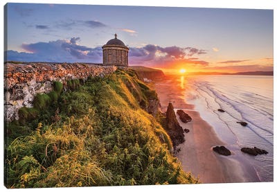 A Temple With Views (Mussenden, Northern Ireland) Canvas Art Print - Golden Hour