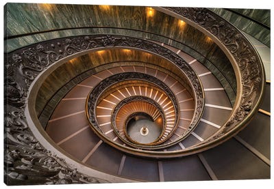 Double Spiral (Rome, Vatican Museums) Canvas Art Print - Stairs & Staircases