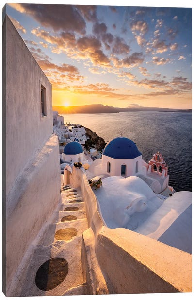 Perfect Sunrise (Santorini, Greece) Canvas Art Print - Sunrises & Sunsets Scenic Photography
