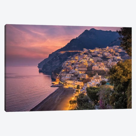 Glamour Over The Cliffs (Positano, Italy) Canvas Print #CNS47} by Chano Sánchez Canvas Artwork
