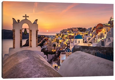 Mediterranean Sun (Santorini, Greece) Canvas Art Print - Famous Places of Worship