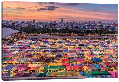 Rainbow Commerce (Bangkok, Thailand) Canvas Art Print - City Sunrise & Sunset Art