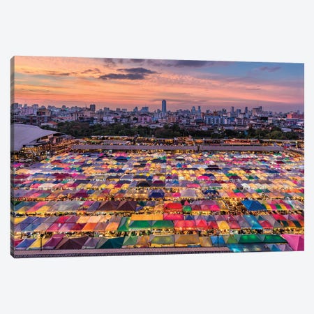 Rainbow Commerce (Bangkok, Thailand) Canvas Print #CNS70} by Chano Sánchez Canvas Artwork