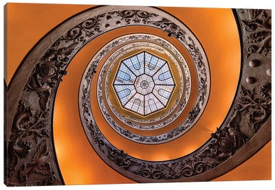 Surreal Spirals (Rome, Vatican Museums) Canvas Art Print - Stairs & Staircases