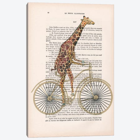 Giraffe On Bicycle Canvas Print #COC104} by Coco de Paris Canvas Art