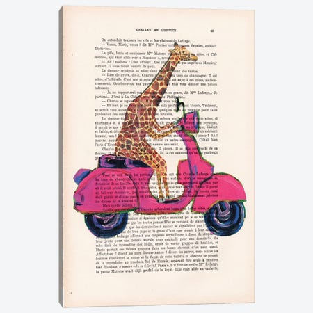 Giraffe On Motorbike Canvas Print #COC105} by Coco de Paris Canvas Wall Art