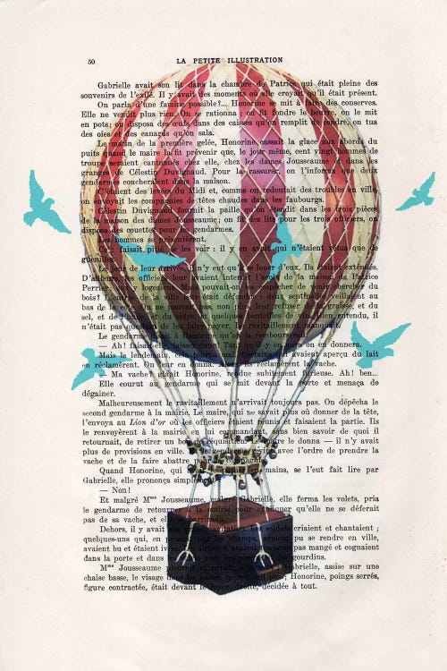 Hot Air Balloon With Blue Birds