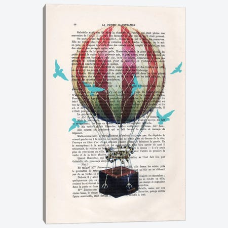 Hot Air Balloon With Blue Birds Canvas Print #COC107} by Coco de Paris Canvas Wall Art