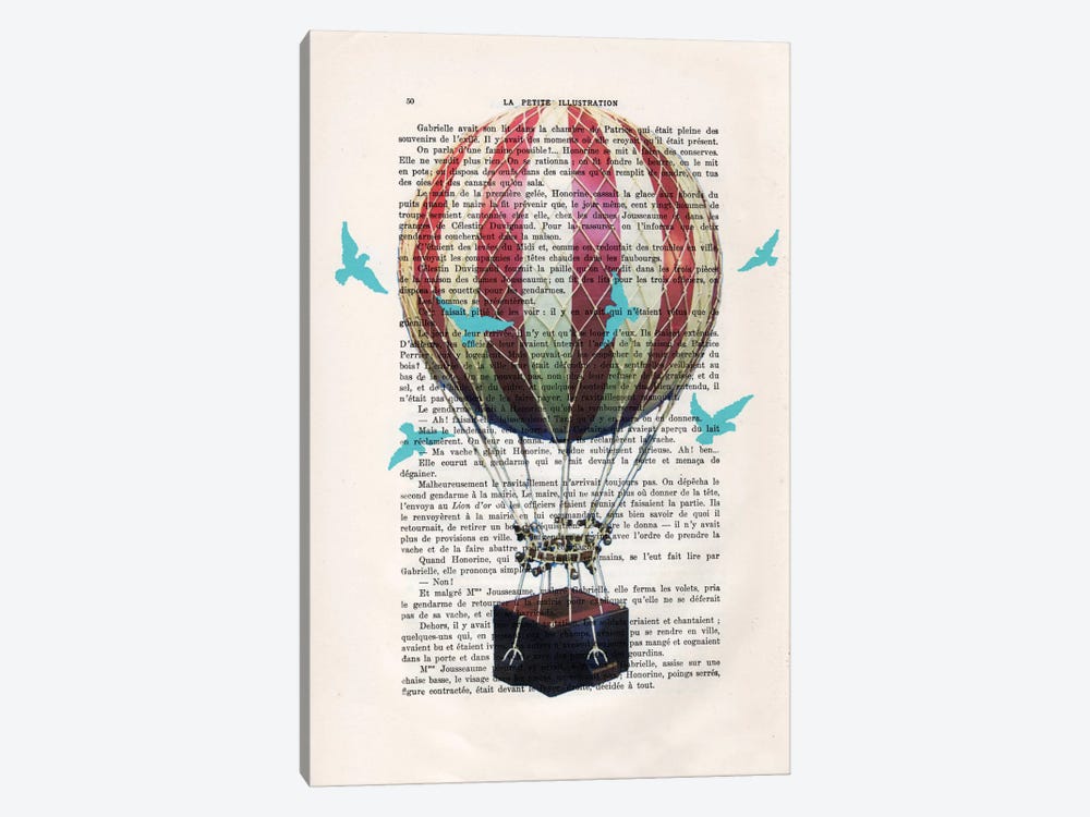 Hot Air Balloon With Blue Birds by Coco de Paris 1-piece Canvas Art Print