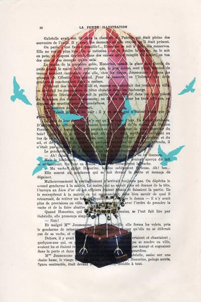 Hot Air Balloons: Hot Air Balloon With Blue Birds by Coco de Paris