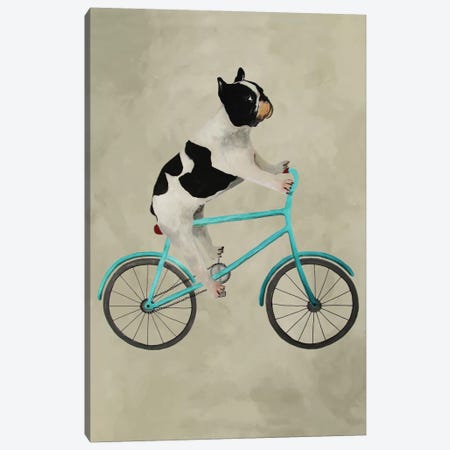 Bulldog On Bicycle Canvas Print #COC10} by Coco de Paris Art Print