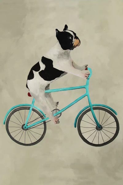 Kids Sports Art: Bulldog On Bicycle by Coco de Paris