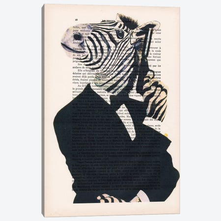 James Bond Zebra II, Text Canvas Print #COC110} by Coco de Paris Canvas Art