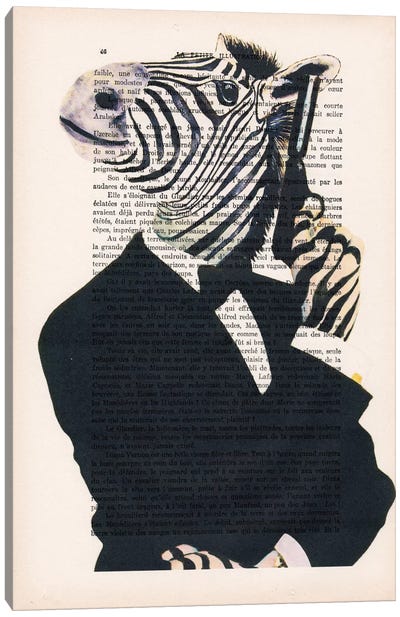 James Bond Zebra II, Text Canvas Art Print - James Bond